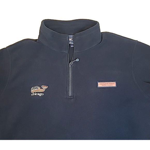 Vineyard Vines Chicago L/S Zip Pullover Fleece Sweater Top Blue Men's Medium D4 - Picture 2 of 10